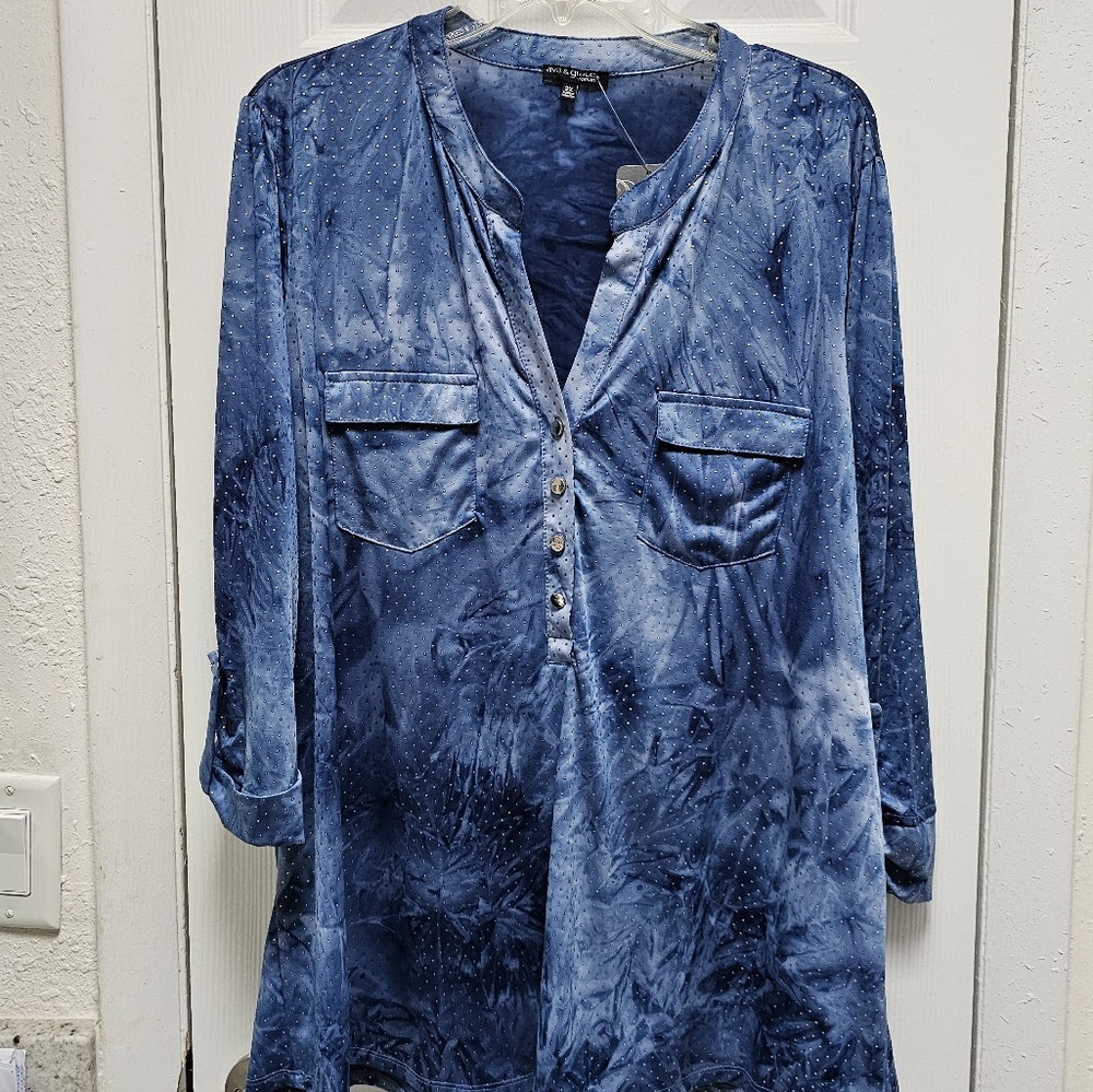 Blue Tye-Dye Sparkle Top